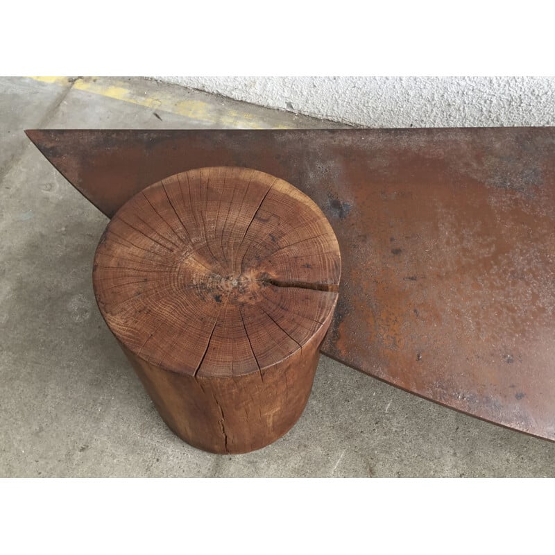 Table basse vintage en acier corten