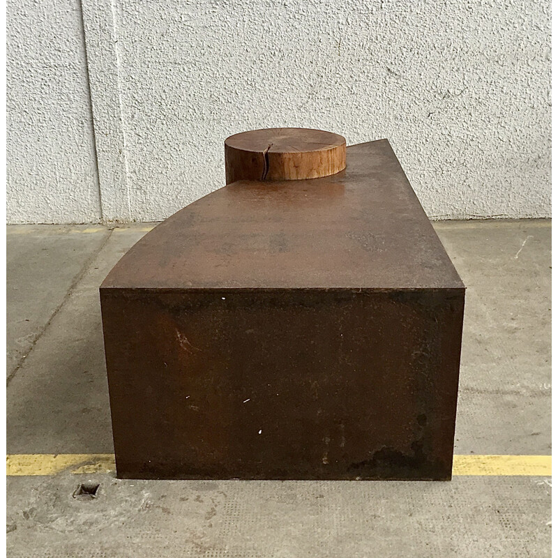 Table basse vintage en acier corten