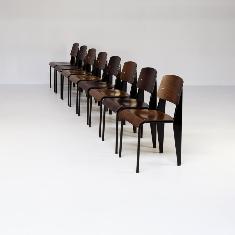 Set of 8 vintage standard SP dining chairs by Jean Prouvé for Vitra