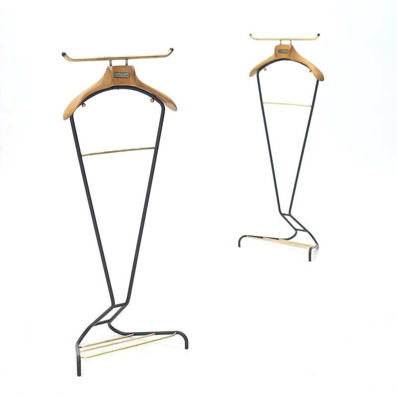 Pair of vintage metal and wood valet stands by Cova Milano, 1950s