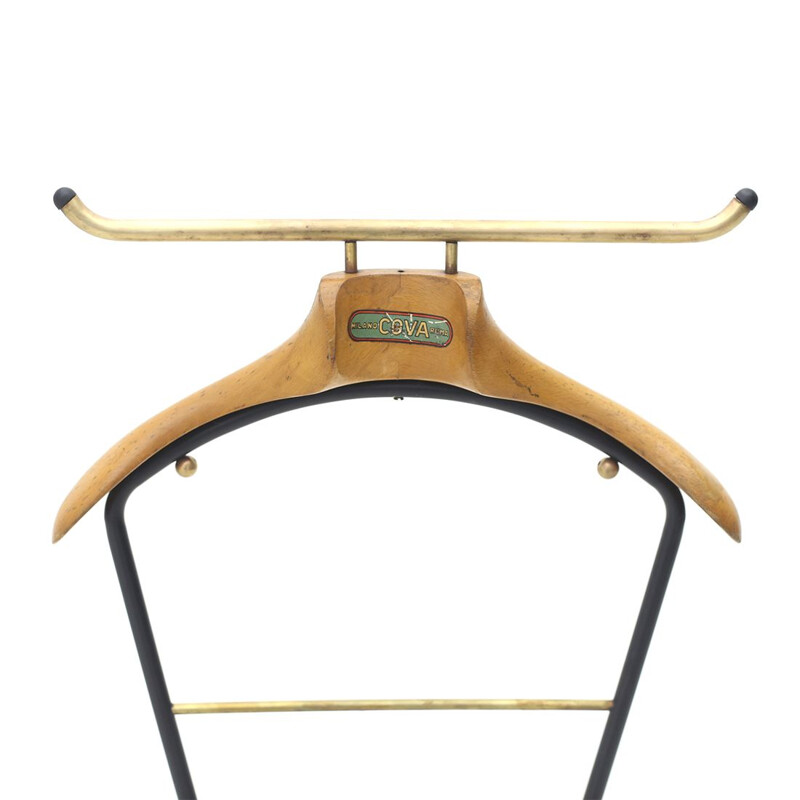 Pair of vintage metal and wood valet stands by Cova Milano, 1950s