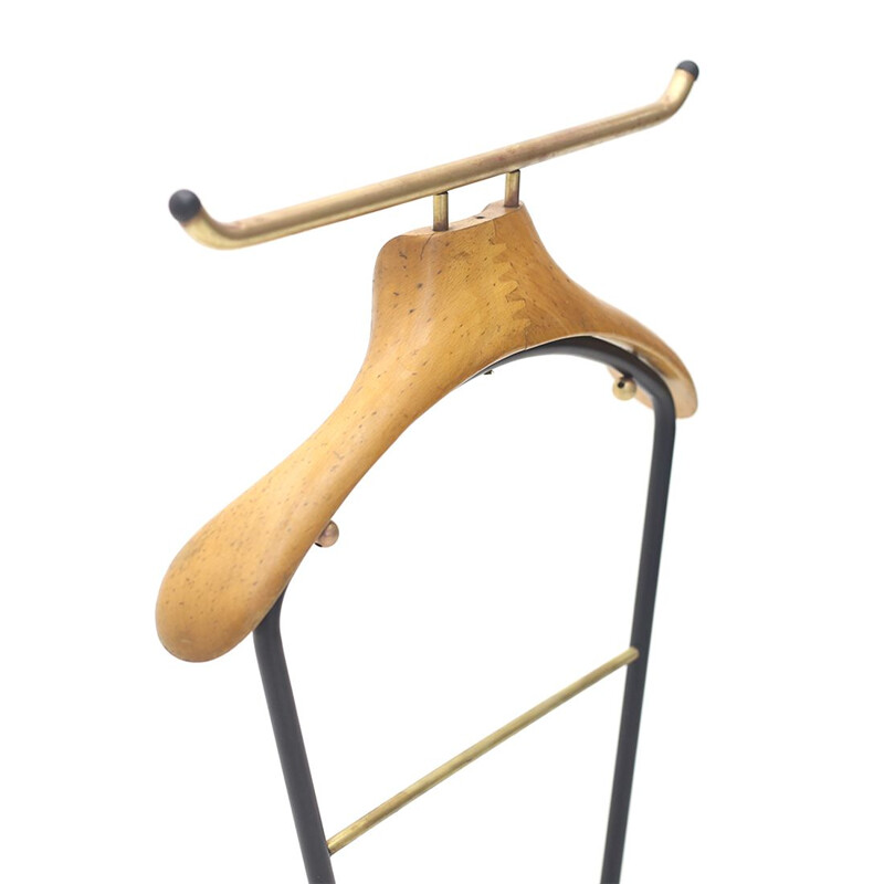 Pair of vintage metal and wood valet stands by Cova Milano, 1950s