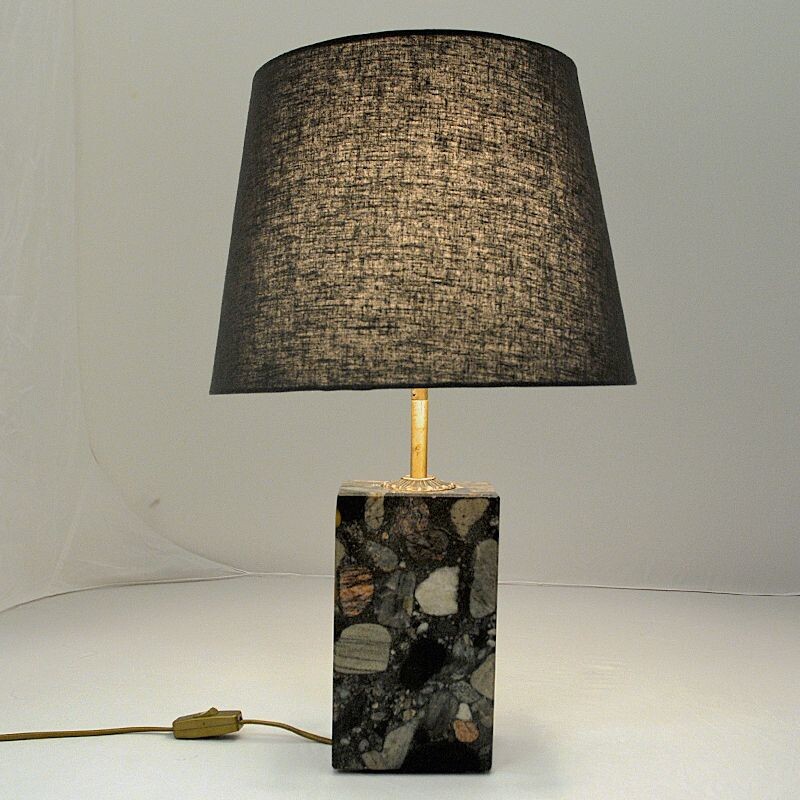 Vintage rectangular stoneware table lamp by Buskøy Steinindustri AS, Norway 1980