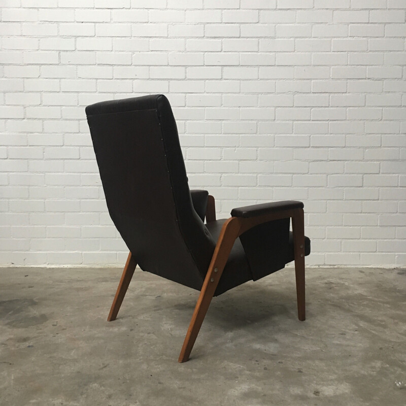 Bruine kunstleren fauteuil, 1960