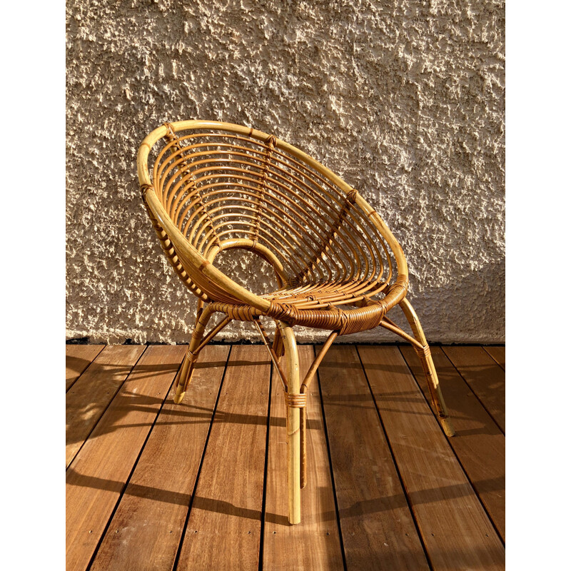 Paar vintage rotan fauteuils, Frankrijk 1960