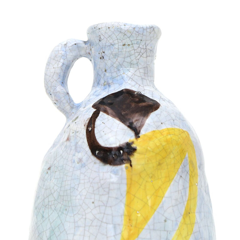 Vintage decorated and glazed ceramic vase by Bruno Paoli, 1950s