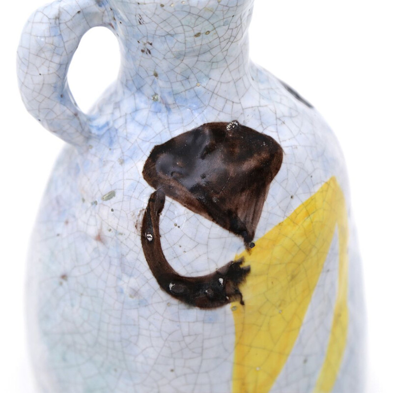 Vintage decorated and glazed ceramic vase by Bruno Paoli, 1950s