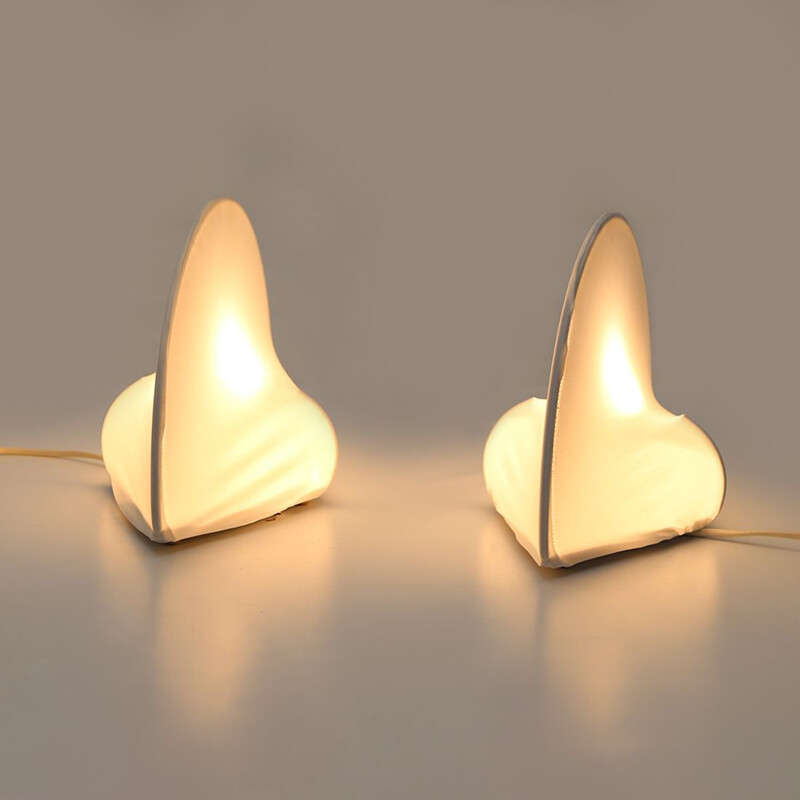 Pair of vintage white lamps by Sirrah for Kazuhide Takahama, 1970