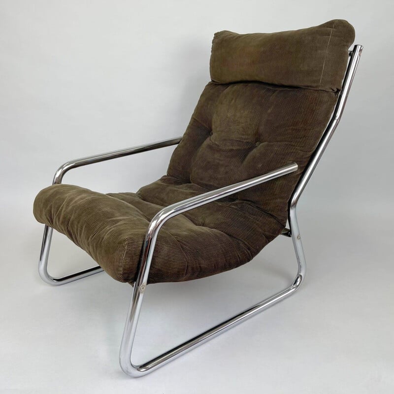 Mid-century tubular chrome armchair, 1970s