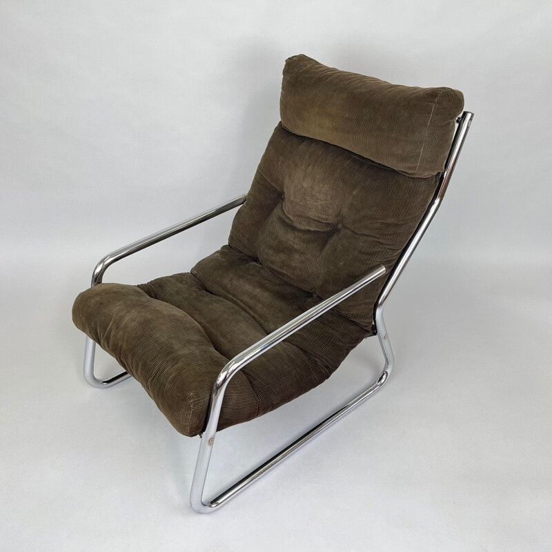 Mid-century tubular chrome armchair, 1970s