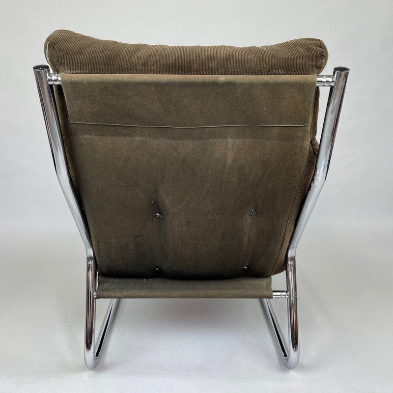 Mid-century tubular chrome armchair, 1970s