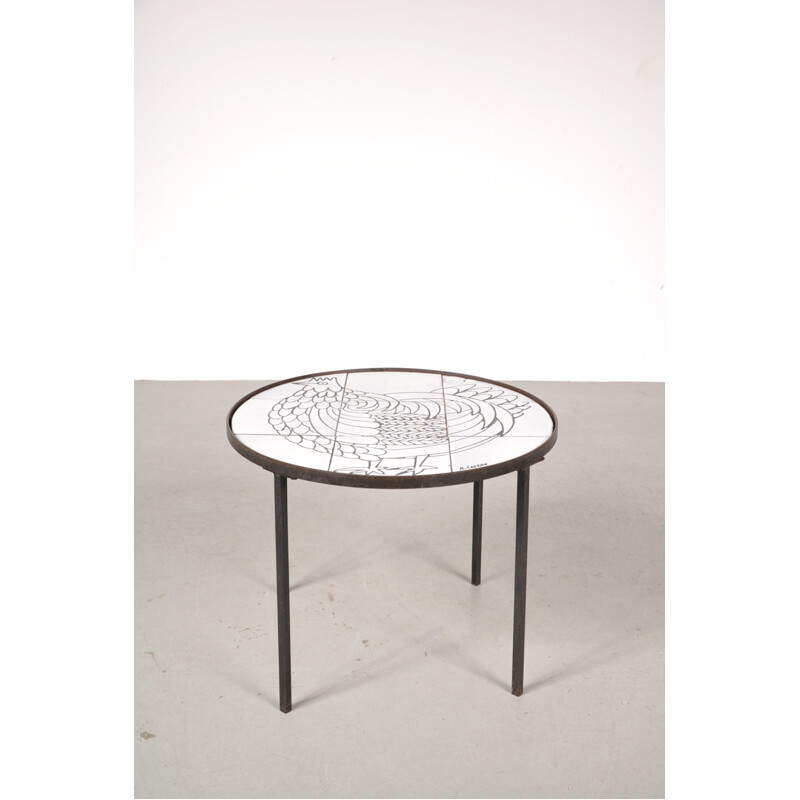 Table d'appoint en céramique blanche, Roger CAPRON - 1950