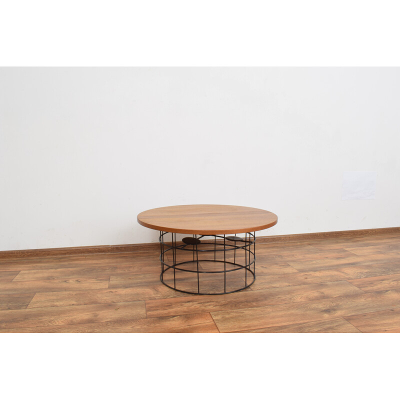 Table basse danoise vintage en teck et métal, 1970