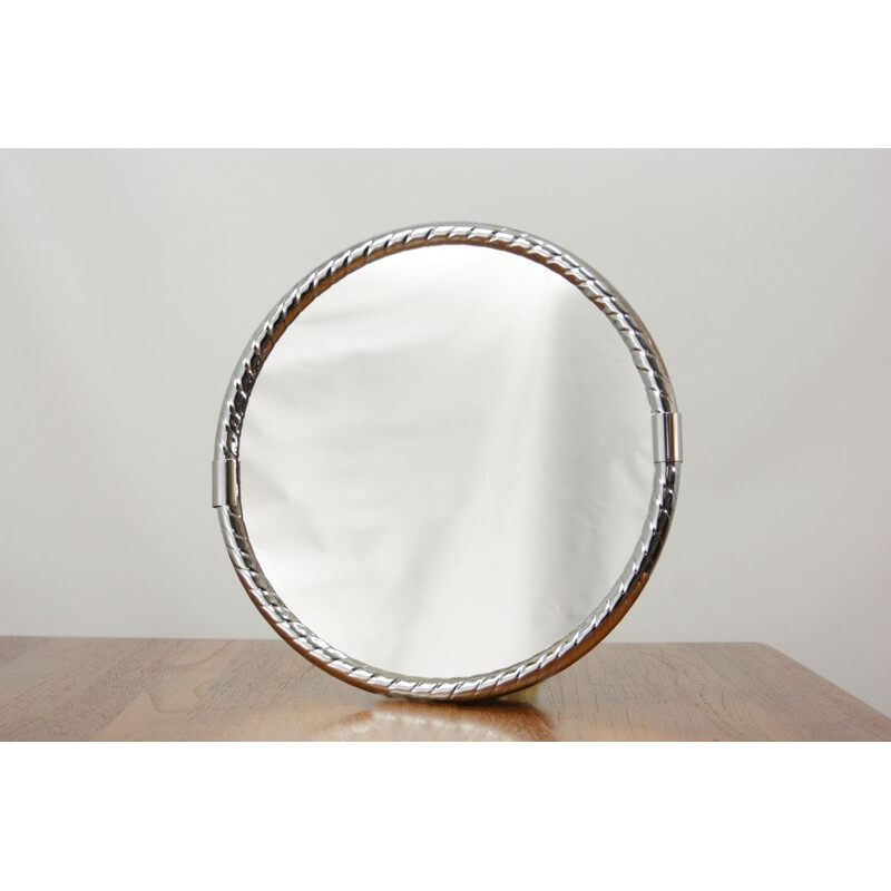 Vintage chrome plated wall mirror, 1970s