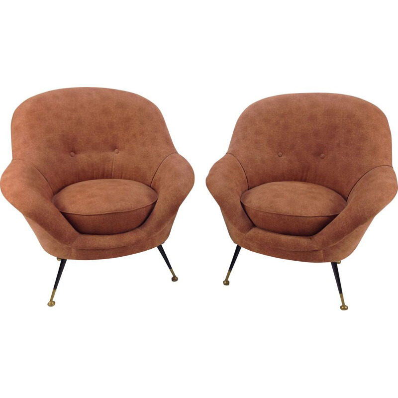 Pair of mid-century Italian armchairs, 1950s