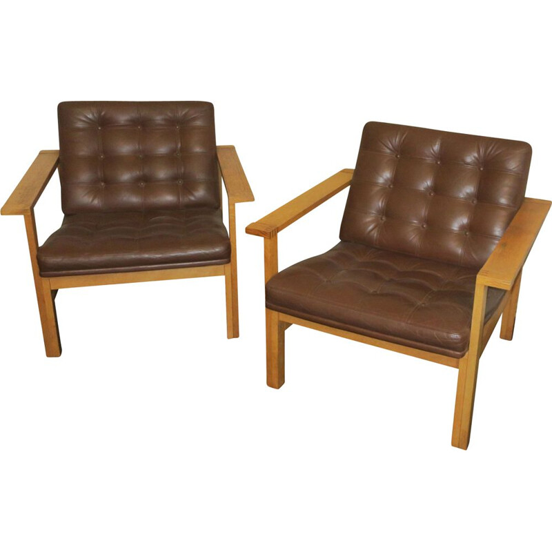 Pair of vintage armchairs by Ole Gjerlov Knudsen for Cado France & Son, Denmark 1950s
