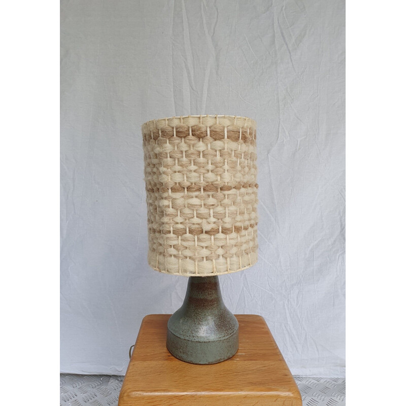 Vintage stoneware and wool lamp by Audoux Minet, 1960