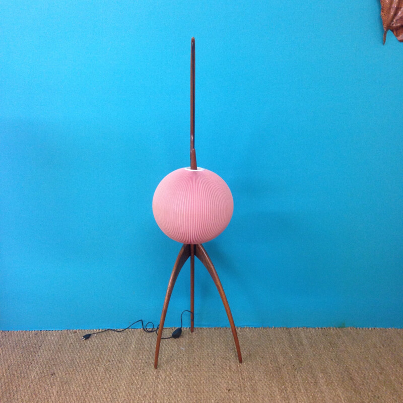 Floor lamp "Praying Mantis" pink, Jean RISPAL - 1950s