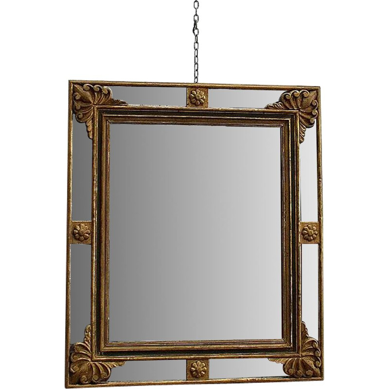 Rechthoekige vintage spiegel met glazuur