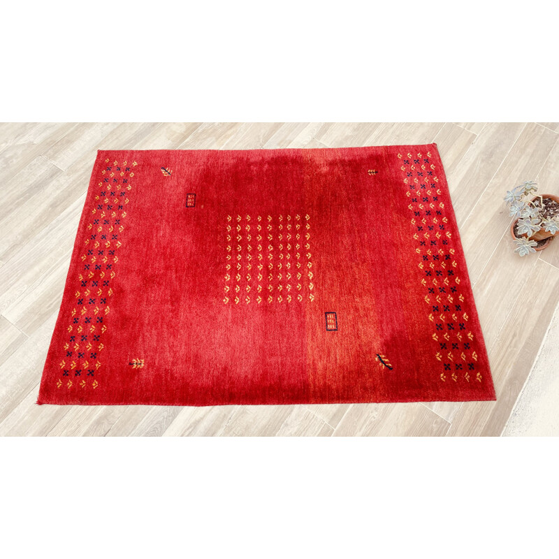 Vintage Indian rug gabbeh 100 in wool, 1980-1990