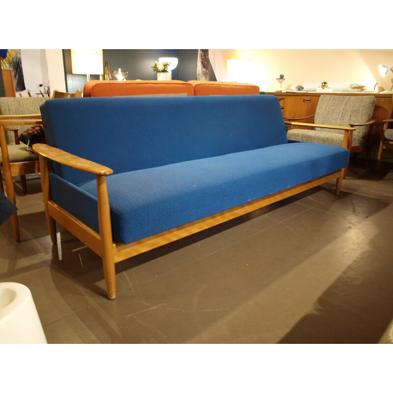 Daybed sofa in wood and fabirc - 1960s
