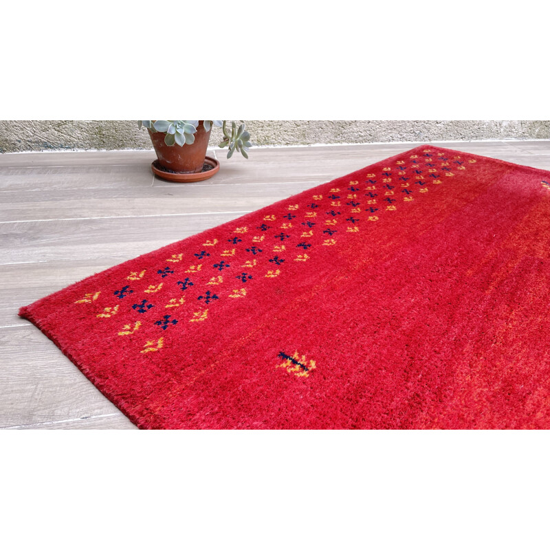 Vintage Indian rug gabbeh 100 in wool, 1980-1990