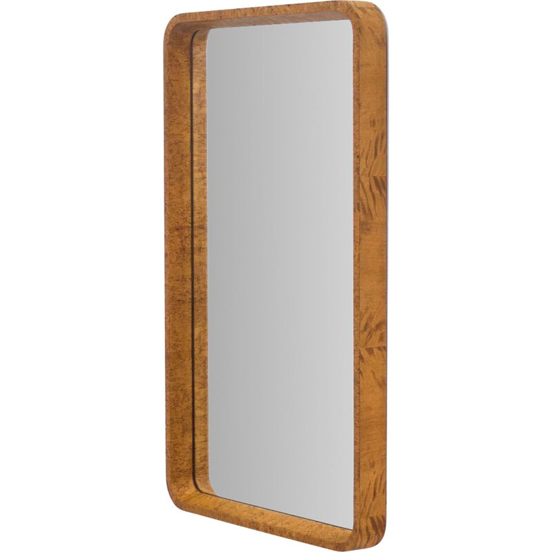 Vintage maple burl rectangular mirror