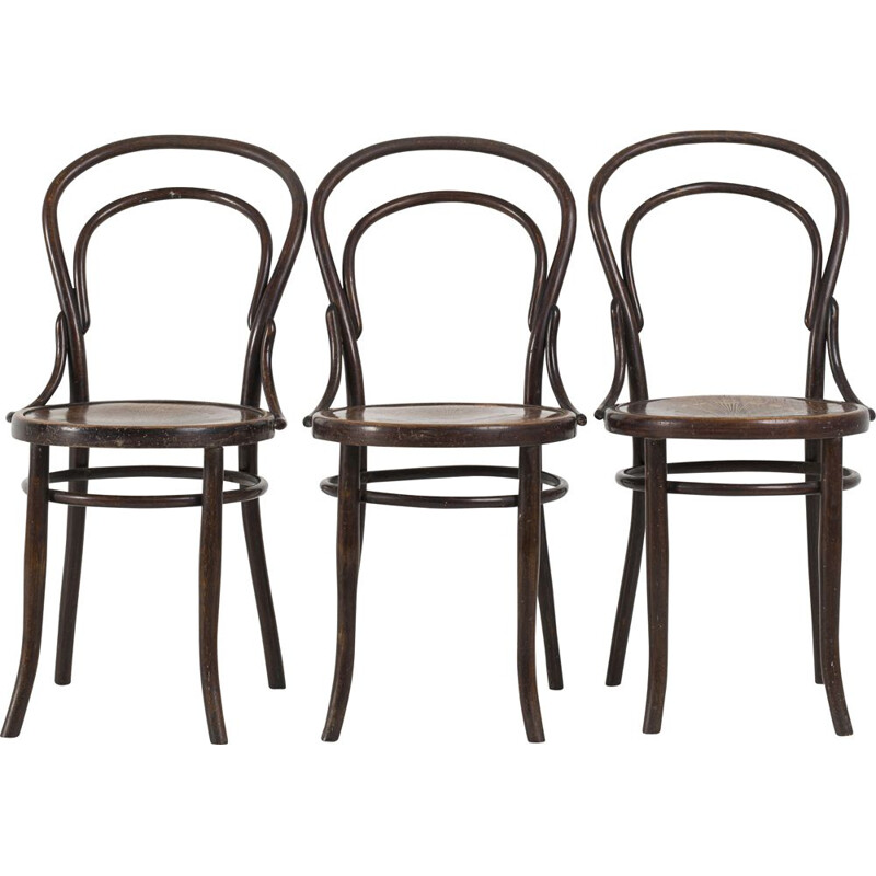 Ensemble de 3 chaises vintage en bois courbé de Mundus Vienne Autriche, 1920