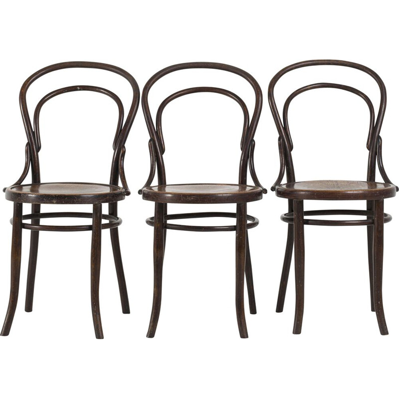 Set of 3 vintage bentwood chairs from Mundus Vienna Austria, 1920s