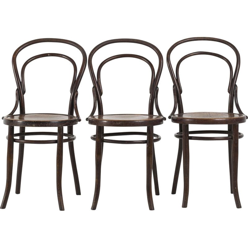 Set of 3 vintage bentwood chairs from Mundus Vienna Austria, 1920s