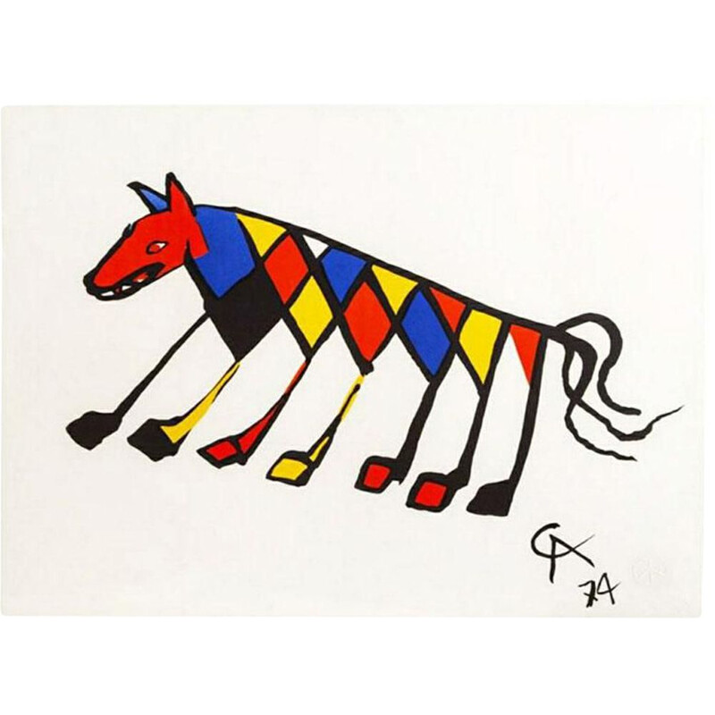 Originele lithografie vintage beastie par Alexander Calder, 1975