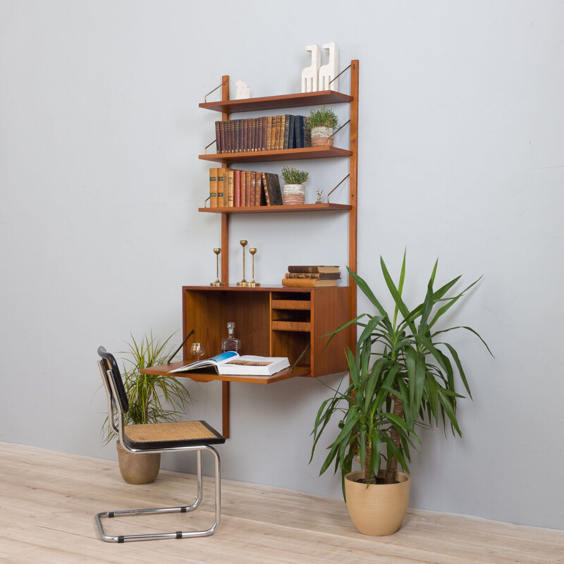 Vintage wall unit in teak with secretary by Poul Cadovius, Denmark 1960