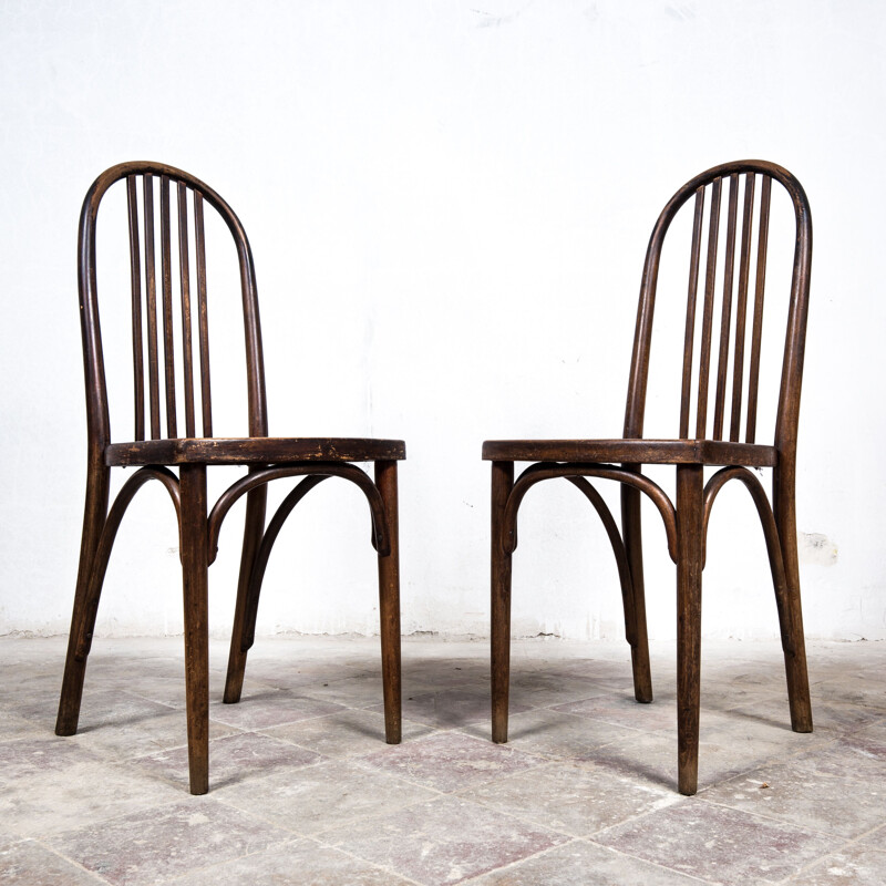 Paire de chaises vintage en bois courbé par Josef Hoffman pour Thonet, 1930