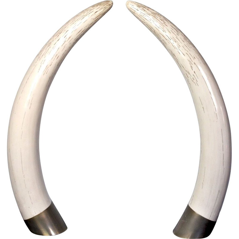 Pair of vintage fake tusks by Maison Valenti, 1970