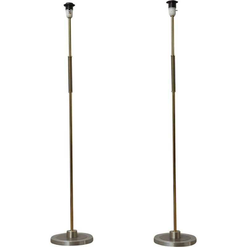 Pair of vintage brass floor lamps, Sweden 1960