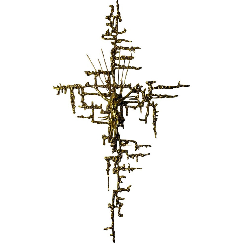 Surrealist Crucifix of Christ in brass by Dalí, Spain 1980