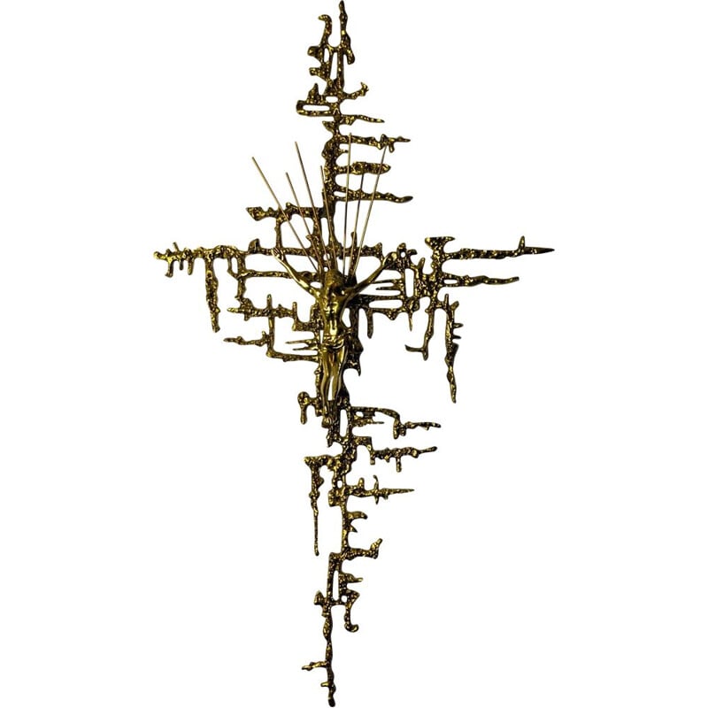 Surrealist Crucifix of Christ in brass by Dalí, Spain 1980