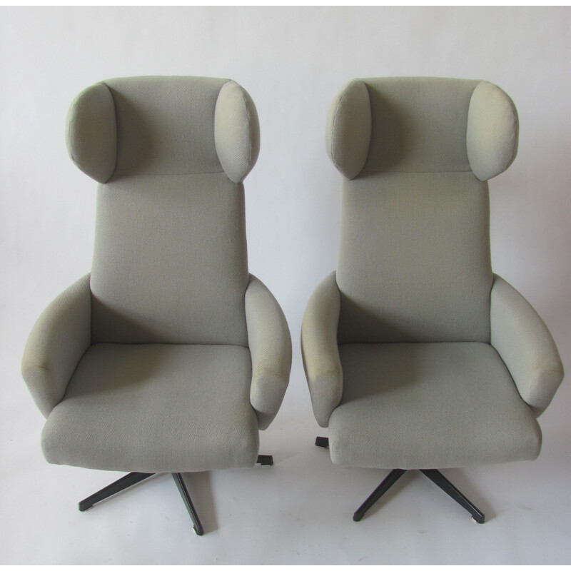 Pair of vintage WIng armchairs by Dřevotvar Pardubice, Czechoslovakia 1989