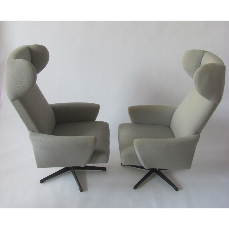 Pair of vintage WIng armchairs by Dřevotvar Pardubice, Czechoslovakia 1989