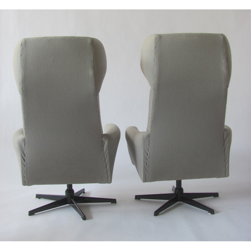 Pair of vintage WIng armchairs by Dřevotvar Pardubice, Czechoslovakia 1989