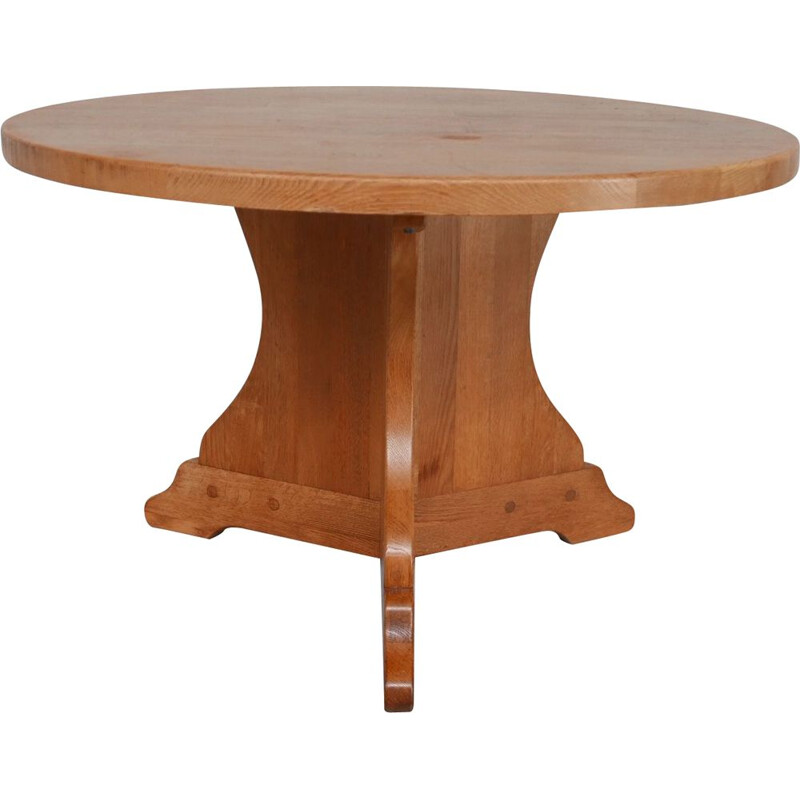 Oakwood vintage circular dining table, Holland 1970s