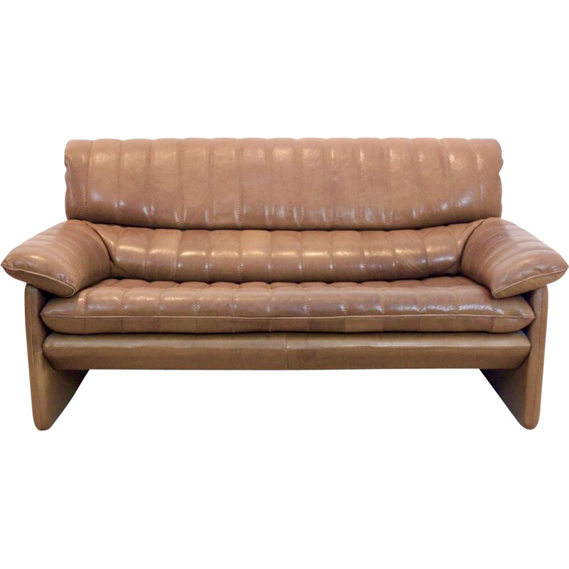 Mid century De Sede DS-86 two seat sofa in soft thick brown neck leather, Switzerland 1970