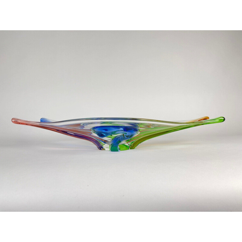 Vintage glass bowl by Frantisek Zemek for Mstisov Glassworks, 1960s