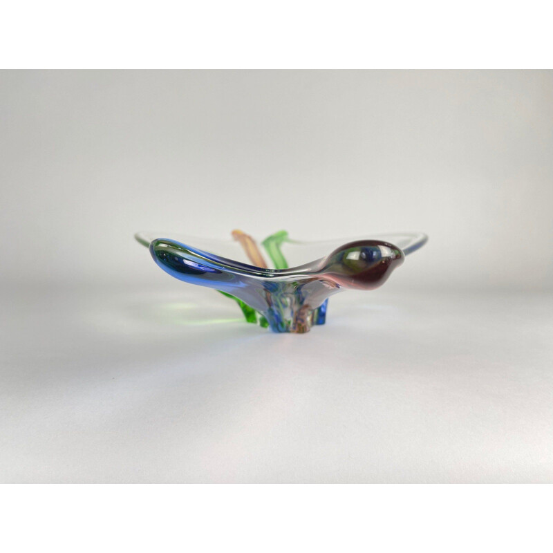 Vintage glass bowl by Frantisek Zemek for Mstisov Glassworks, 1960s