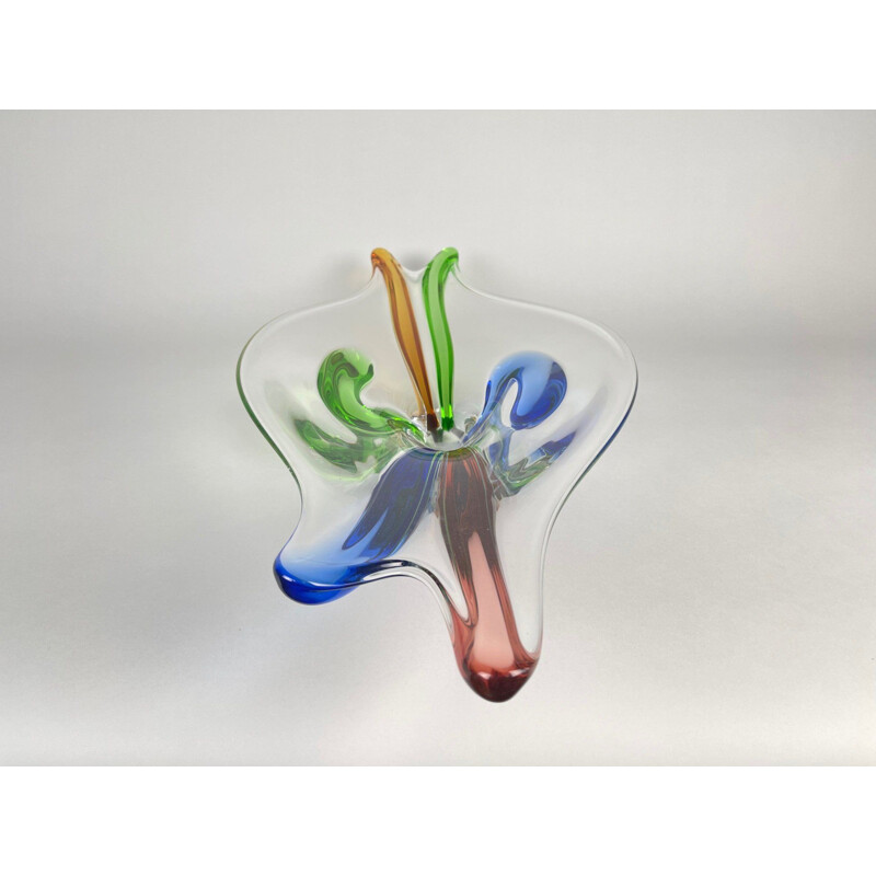 Vintage glass bowl by Frantisek Zemek for Mstisov Glassworks, 1960s