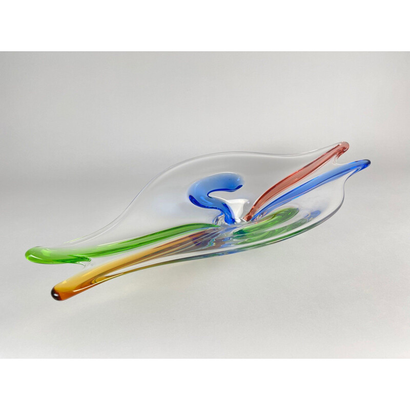 Vintage glass bowl by Frantisek Zemek for Mstisov Glassworks, 1960s