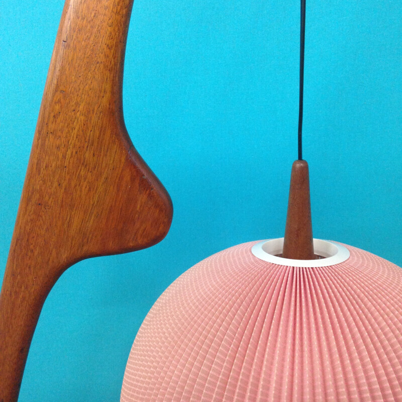 Floor lamp "Praying Mantis" pink, Jean RISPAL - 1950s