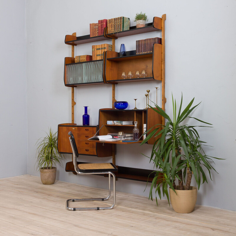 Vintage two bay teak Ergo modular wall unit by John Texmon for Blindheim Møbelfabrikk, 1960s