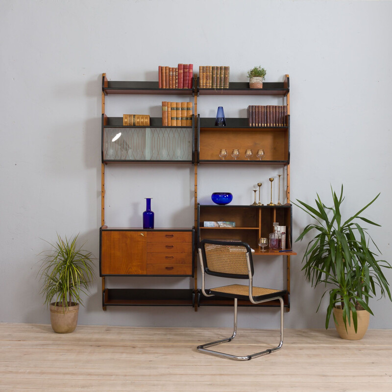 Vintage two bay teak Ergo modular wall unit by John Texmon for Blindheim Møbelfabrikk, 1960s