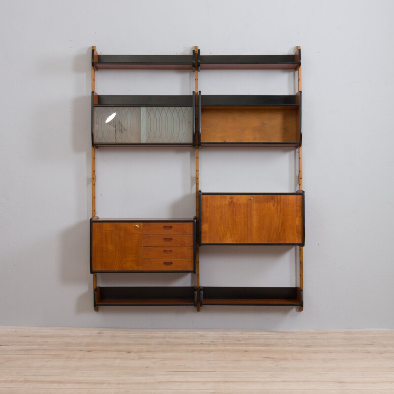 Vintage two bay teak Ergo modular wall unit by John Texmon for Blindheim Møbelfabrikk, 1960s